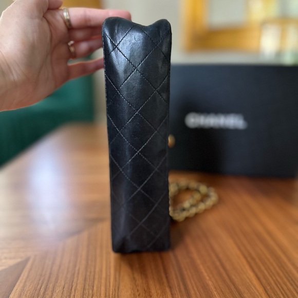 Chanel Classic Vintage Black Matelasse Medium Double Flap Bag - Picture 10 of 12